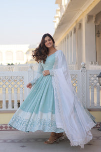 Baby blue Georgette anarkali readymade