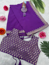 Malaika Arora inspired purple saree with stitched blouse (size 12 & 16)