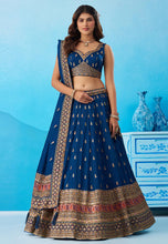 Navy blue silk lehenga