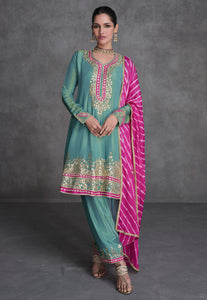 Sea green and pink palazzo set