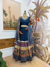 Pure rayon chaniya choli in blue with maroon