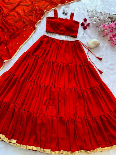 Red tiered readymade chaniya choli