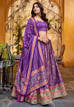 Tussar silk iconic sparkle Lehenga in purple