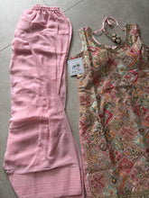 Baby pink embroidered suit with trending farshi salwaar
