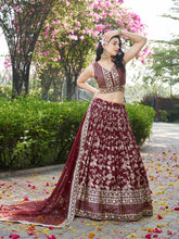 Dola silk jacquard Lehenga in maroon