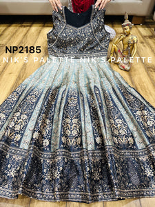 Niks - grey and blue silk gown