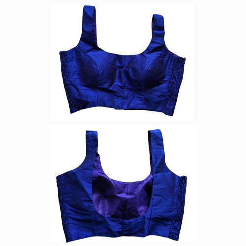 U neck design in  royal blue blouse