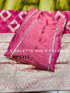 Niks collection - pink shimmer tissue anarkali (plus size option)