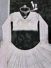 Baby pink thread work Lehenga with long sleeves option