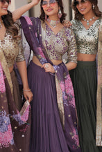 Mehendi green flaired Lehenga and stylish