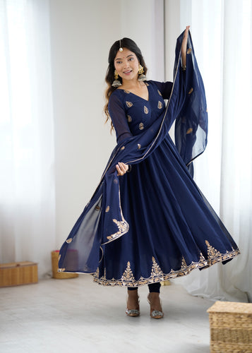 Navy blue Georgette anarkali