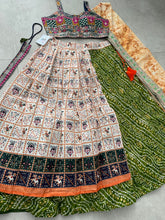 Traditional green bandhani and Patola chaniya choli - readymade