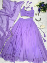 Pure georgette lilac plain Lehenga