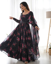 Black organza anarkali set