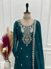 Crunchy silk teal palazzo set