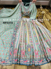 Niks collection - Pastel sage crepe silk printed lehengal