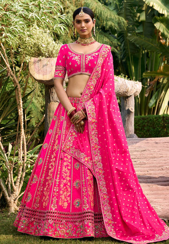 Serenity vol 4 - pink and gold jacquard silk Lehenga