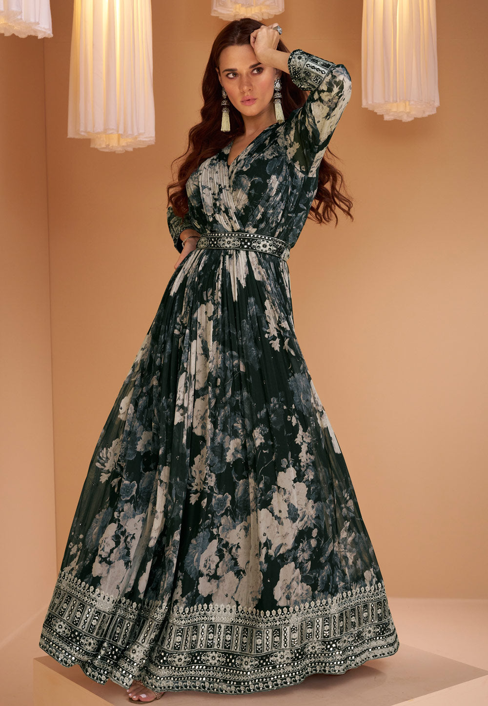 Janisha - readymade black floral gown