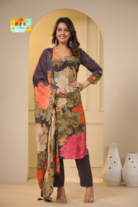 DPC - crepe floral straight salwaar kameez