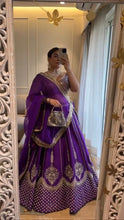 Purple and gold chinon silk Lehenga
