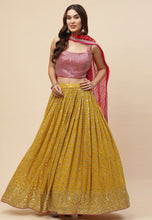 Karla collection - yellow and pink art silk Lehenga