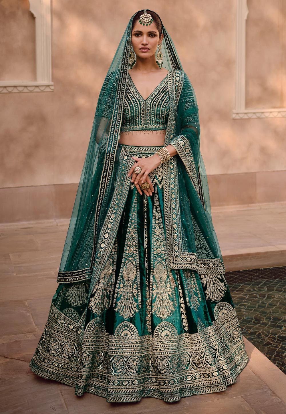 Janisha readymade - crystal silk green viscose Lehenga
