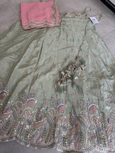 Pistachio satin silk scalloped Lehenga