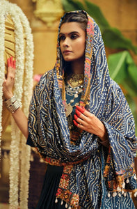 Pure rayon chaniya choli in blue with maroon
