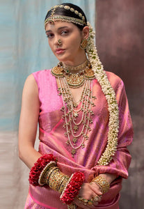 Pink savoy two toned silk saree