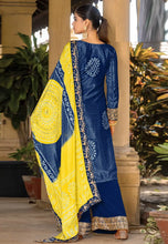 Navy blue chinon palazzo suit bandhani print (plus size too up to 48”) (gurudwara wedding)