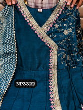 Niks collection - blue angrakha silk gown (plus size option)