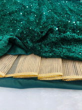 Bottle green velvet sequinned Lehenga