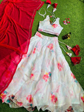 White floral digital print Lehenga - readymade