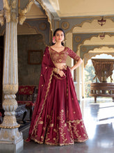 Rangoli silk cerise lehenga