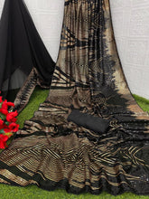 New sequence saree in black, red and wine
