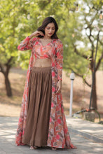 Beige georgette readymade Lehenga with shrug