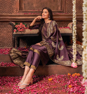 Viscose salwaar kameez with jacquard dupatta - readymade