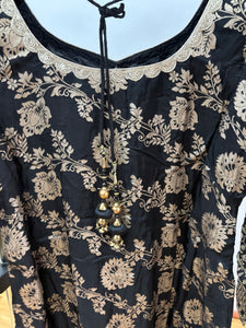 Black and gold banarasi silk salwaar kameez