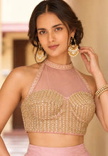 Baby pink soft silk embroidered lehenga - readymade with pockets