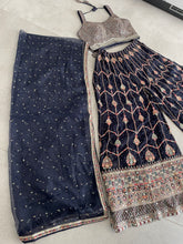 Navy blue partywear palazzo