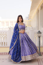 Partywear Lehenga - Royal blue viscose jacquard Lehenga