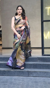 Sara Ali Khan inspired sequins organza colourful saree