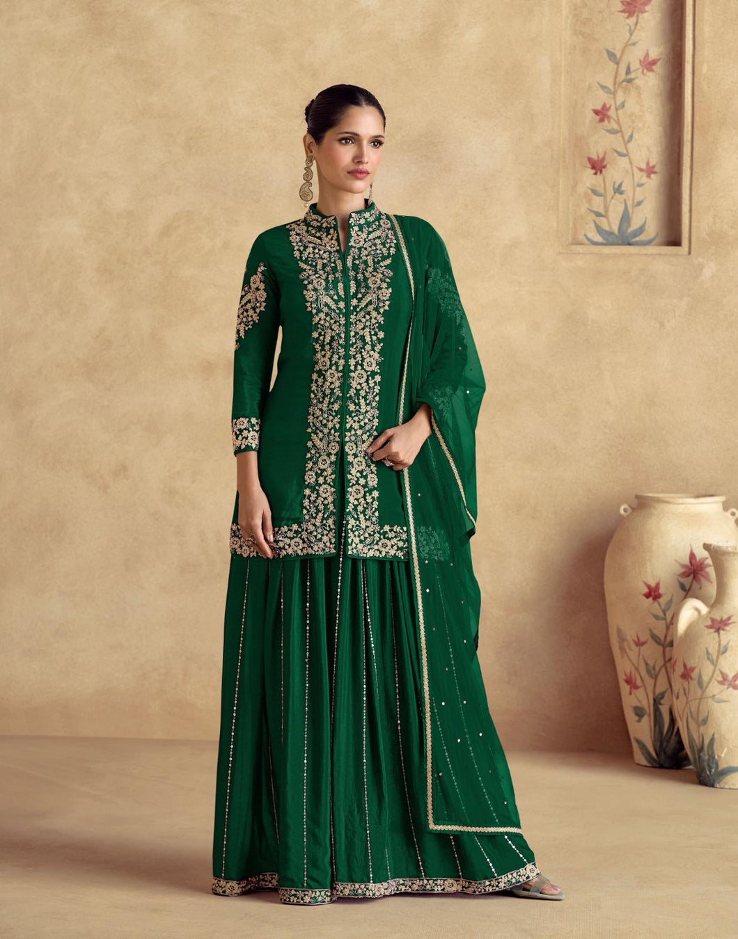 Dark green Palazzo with long top