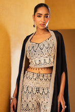 Black thread work palazzo with cape