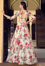 Cream floral silk Lehenga (skirt stitched)