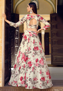 Cream floral silk Lehenga (skirt stitched)