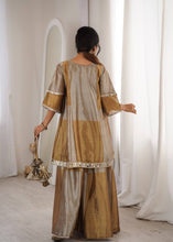Stylish two tone gold and beige palazzo suit (free batwa)