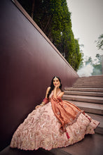 Rose gold fendi silk Lehenga