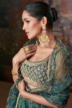 Green Organza silk readymade Lehenga (elbow length sleeves attached)