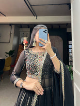 Black embroidered Lehenga (skirt stitched)